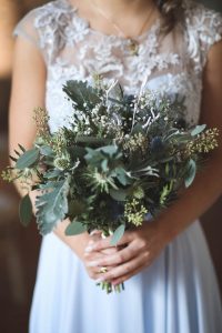 Bridesmaid bouquet | Journey to the Centre of the Earth | modern ethereal winter styled bridal shoot by Hanami Dream | agate | marble | airplants | tulle | pale blue | gold | Oxleaze Barn | Gloucestershire | October 2017 | Photography by Squib Photography www.squibphotography.co.uk