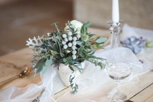 Floral display on table | Journey to the Centre of the Earth | modern ethereal winter styled bridal shoot by Hanami Dream | agate | marble | airplants | tulle | pale blue | gold | Oxleaze Barn | Gloucestershire | October 2017 | Photography by Squib Photography www.squibphotography.co.uk